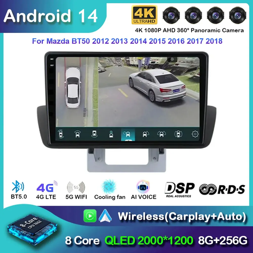 Android 14  Car Stereo Radio For Mazda BT-50 BT50 2011 - 2020 Multimedia Player CarPlay AUTO 4G GPS WIFI Car Radio WIFI DSP