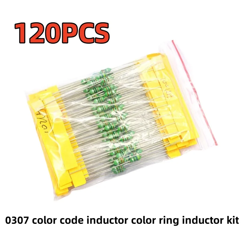 120PCS 12values * 10PCS 0.1uh-1mh 0307 color code inductor color ring inductor kit 0.1UH/0.47/1/4.7/10/22/47/100/220/330/470uh