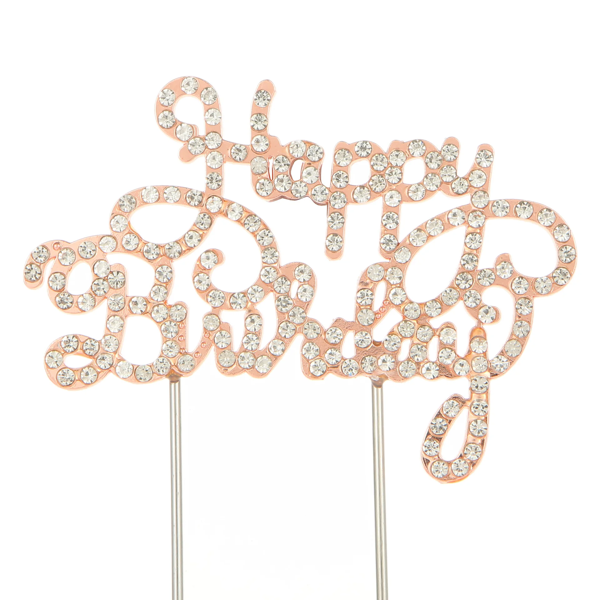 Happy Birthday Cake Topper Crystal Rhinestone Cake Insert Card Baby Shower Birthday Party Cake Decoration Baking Suppllies