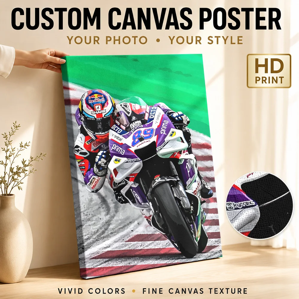 Jorge Martin MotoGP Tribute Canvas Painting Poster Bold Style Wall Decor With Personalized Photo For Garage Ideal Birthday Gift