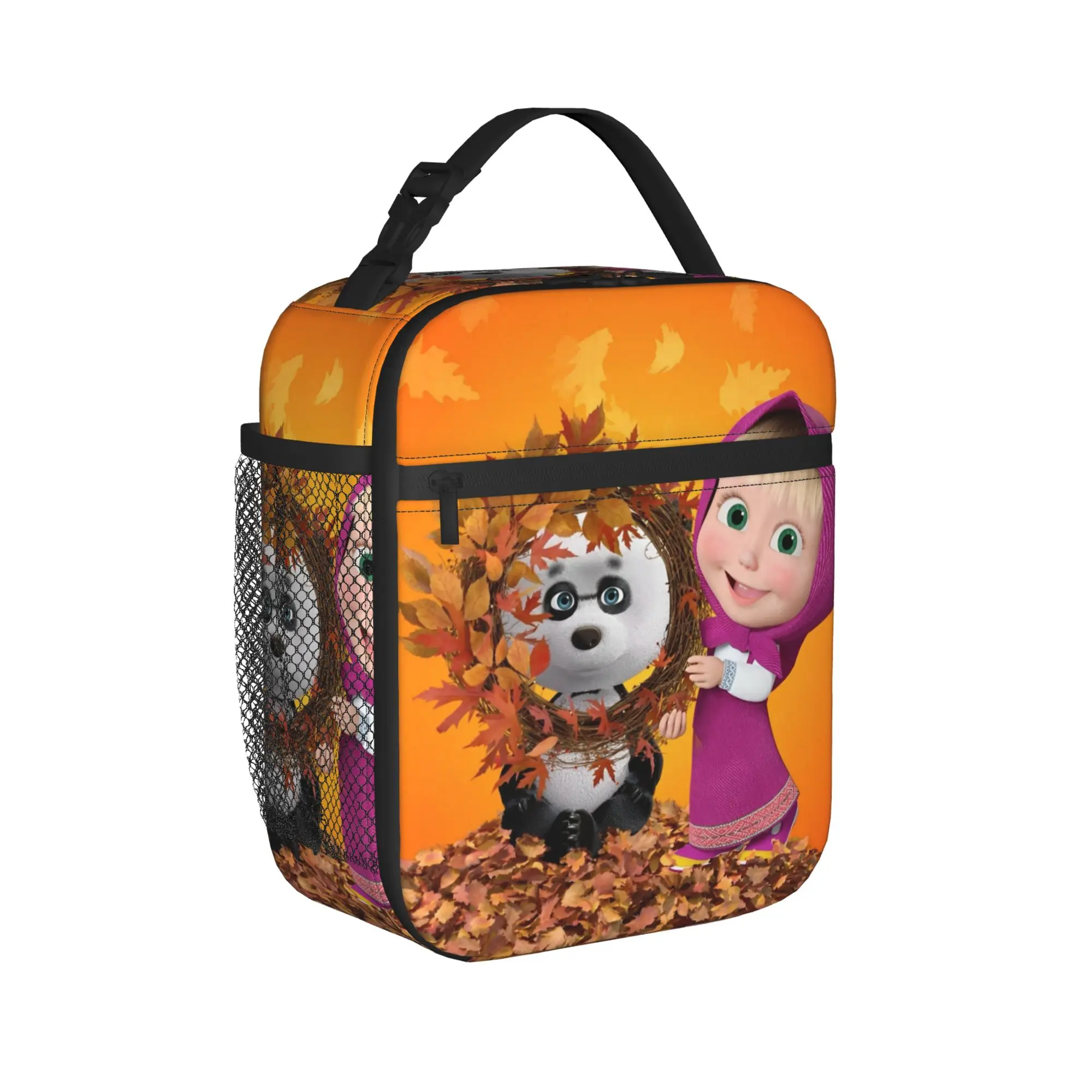 M-Masha And Bear Autumn  Insulated Lunch Bags Cooler Bag Reusable,Lunch Container High Capacity Lunch Box Tote College  Travel