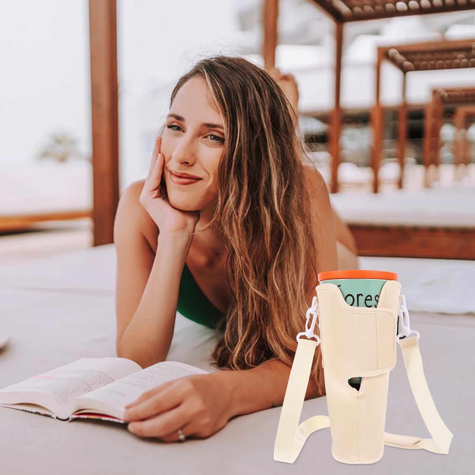 

40oz Water Bottle Cover with Adjustable Strap Protective Sleeve Neoprene Cup Carrier Bag Portable Tumbler Holder for Travel