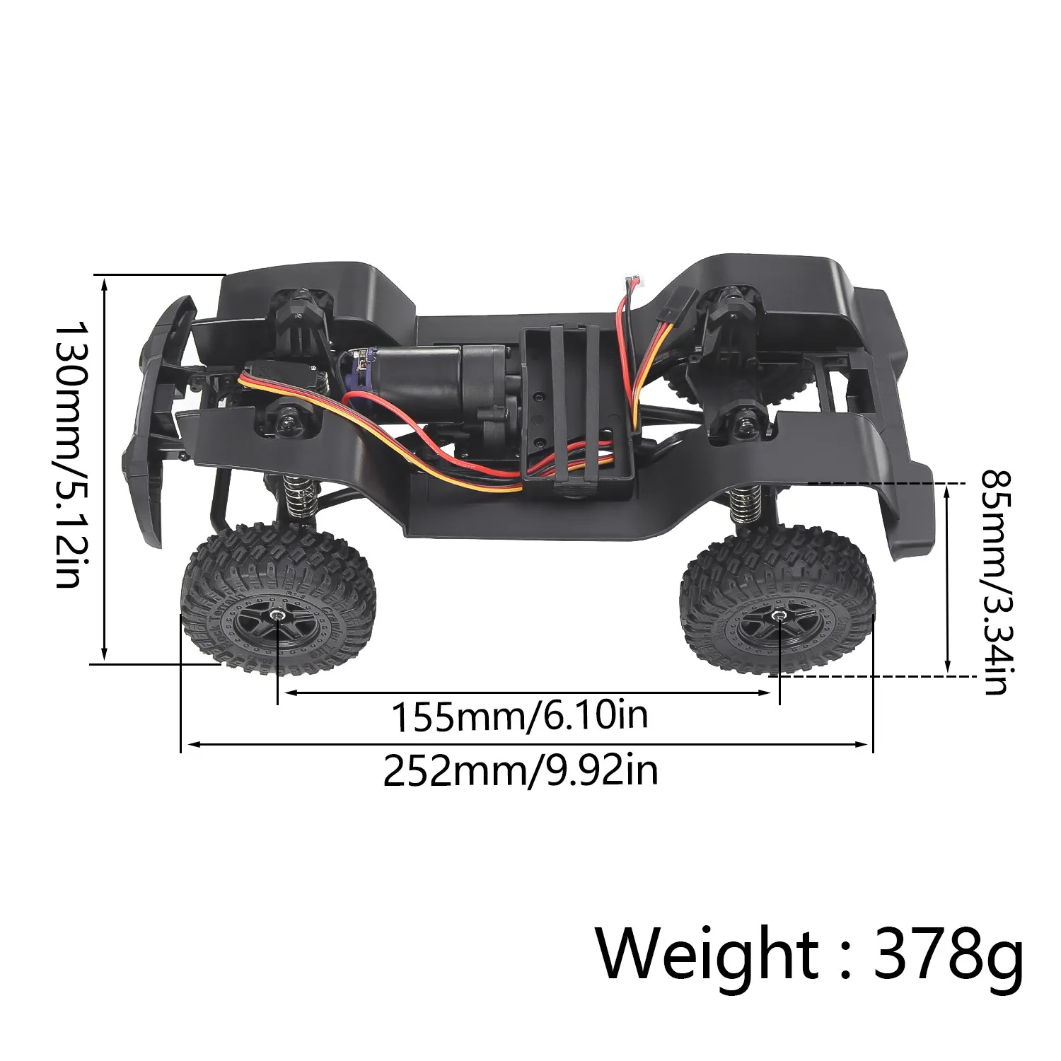 155mm wheelbase chassis frame gearbox tires 1/18 AX-8560 RC climbing TRX4M Land Rover Wrangler