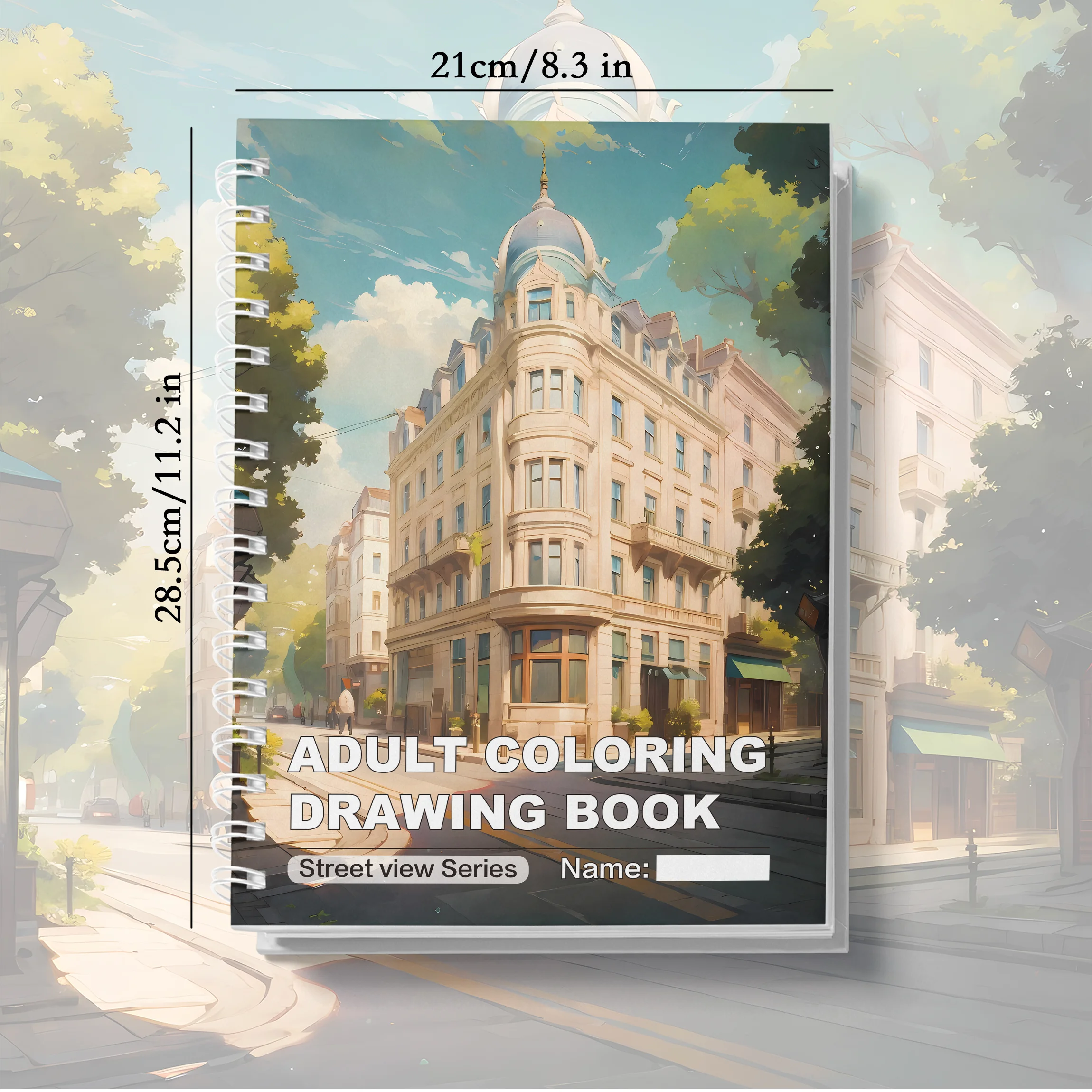 1 Pc Architectural Street Scene Adult Coloring Book, Thick Paper, Gift of Taste and Thought