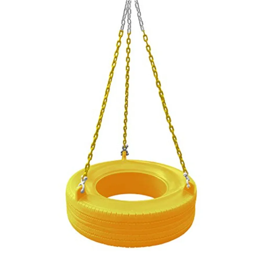 

04-0015-Y/Y 360 Turbo Tire Swing с пластиковыми цепями, пружинными зажимами и поворотным механизмом - Желтый