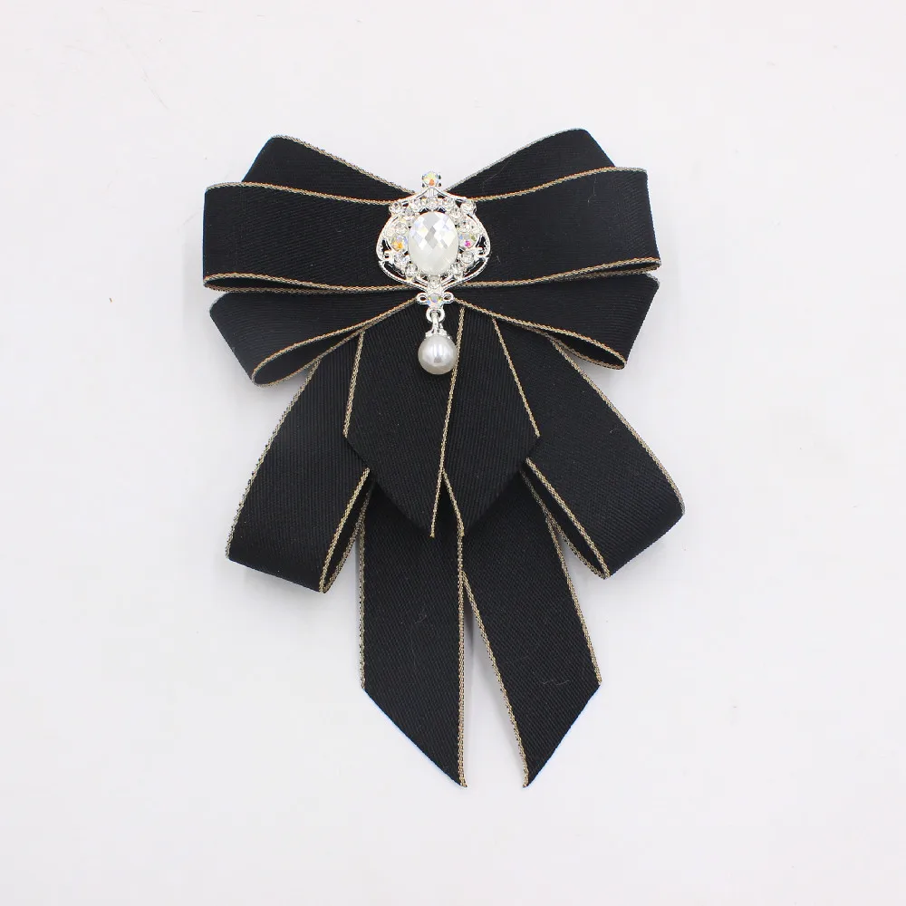 Handgemachte Mode schwarz Band Fliege Strass Kristall Stoff Stoff Luxus Hochzeits kleid britische Schulmädchen Geschenk für Frauen – Detail 13