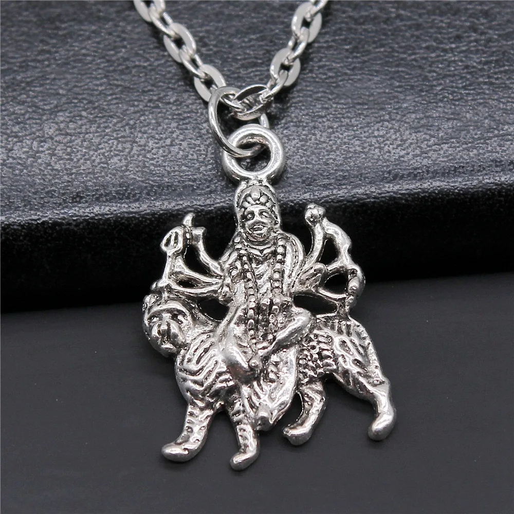 Dropshipping Antique Silver Color 19x28mm Indian God Pendant Necklace For Women