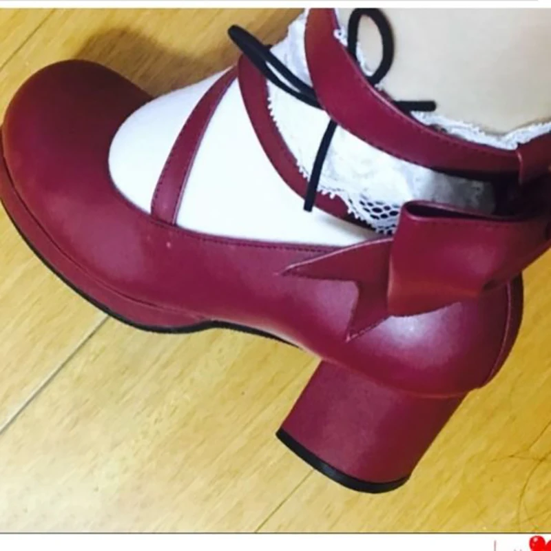 Japonia Anime magiczna dziewczyna Kaname Madoka buty Lolita kostiumy Cosplay Acc czerwone buty na wysokim obcasie Bowknot — zdjęcie 5
