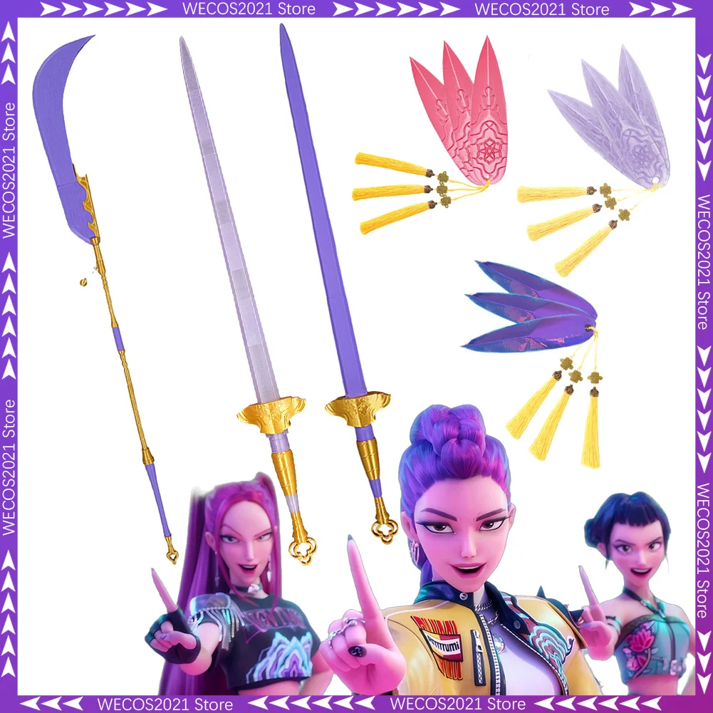 

2025 Cartoon Demon Hunter of KPop Rumi Mira Cosplay Fantasy Long Blade Weapons Costume Disguise Accessories Women Roleplay Props