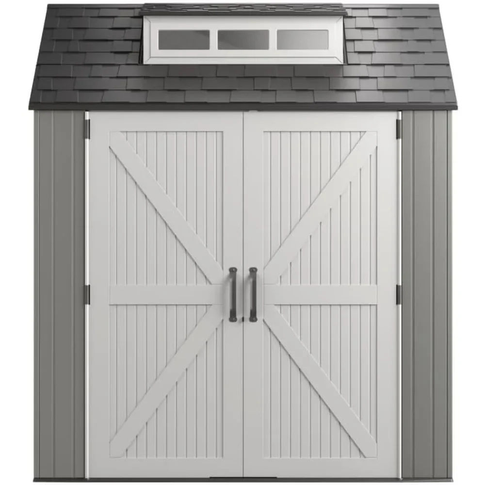 

Resin Weather Resistant Outdoor Storage Shed, 7 x 7 ft., Simple Gray,Onyx, for Garden,Backyard,Home,Pool