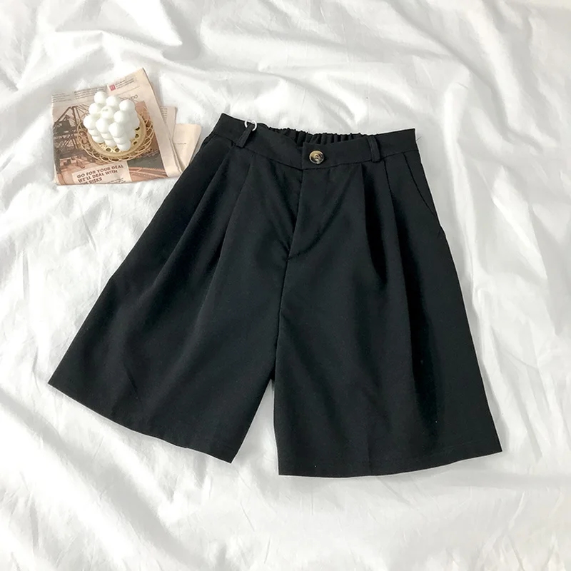 Szorty Damskie Ulzzang Biurowa Dama Prosty Design Popularne Jednolite Wysoki Stan 2025 Uniwersalne Temperament Ins Lato Proste Eleganckie