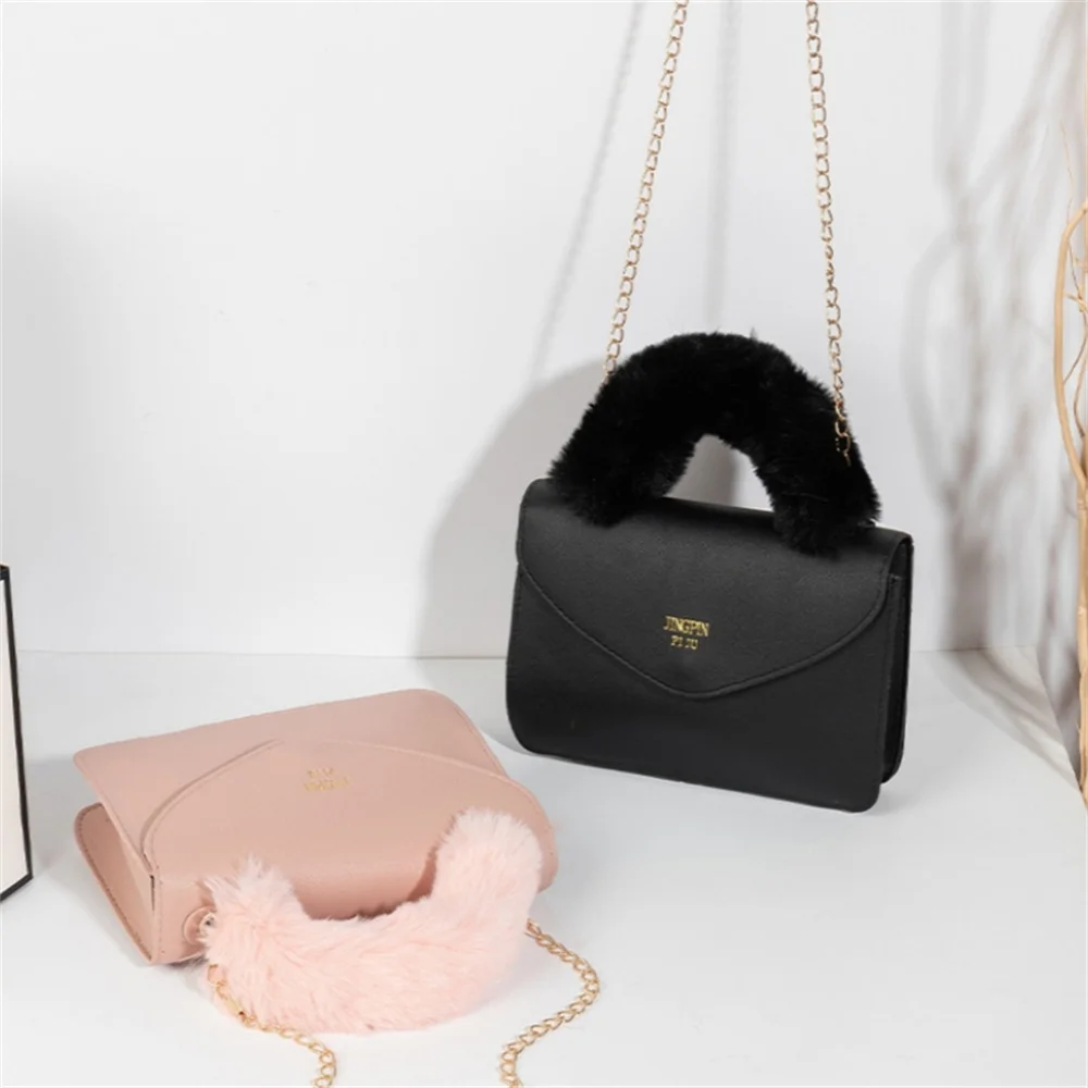 New Fashion Women Soft Plush Handbag Winter Furry Ladies Clutch Purse borse a tracolla Fashion borsa a tracolla in pelle femminile