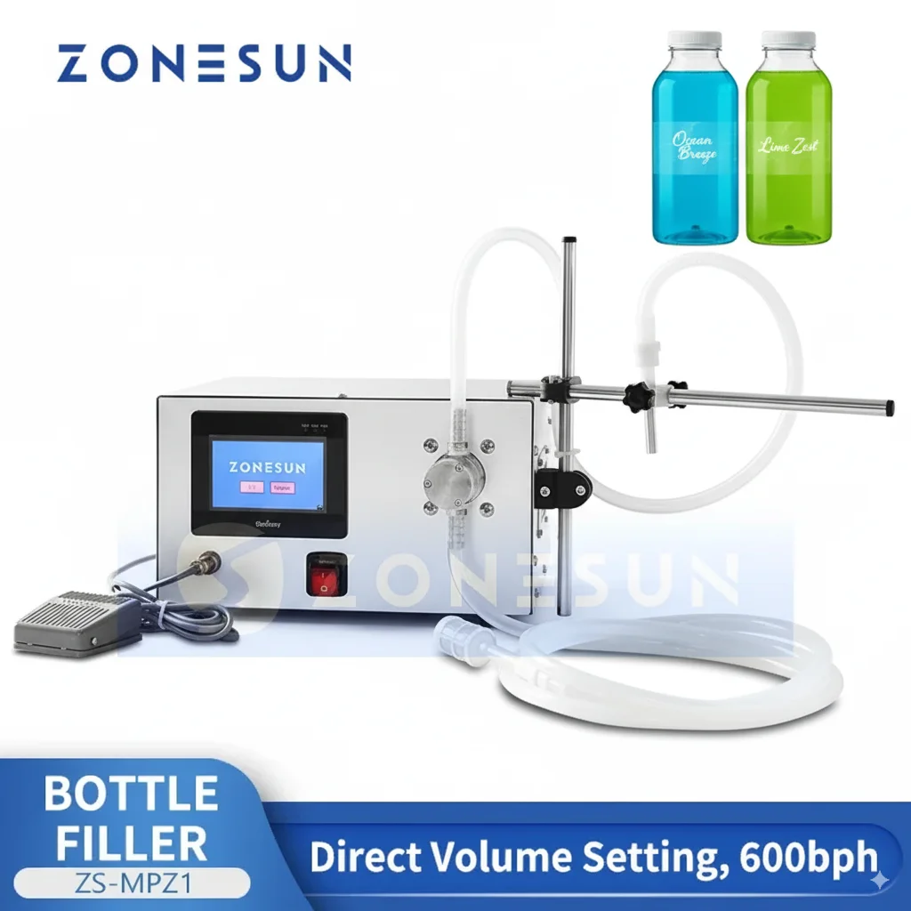

ZONESUN ZS-MPZ1 Магнитный насос для розлива жидкостей Полуавтоматический наполнитель для бутылок для упаковки воды и сока