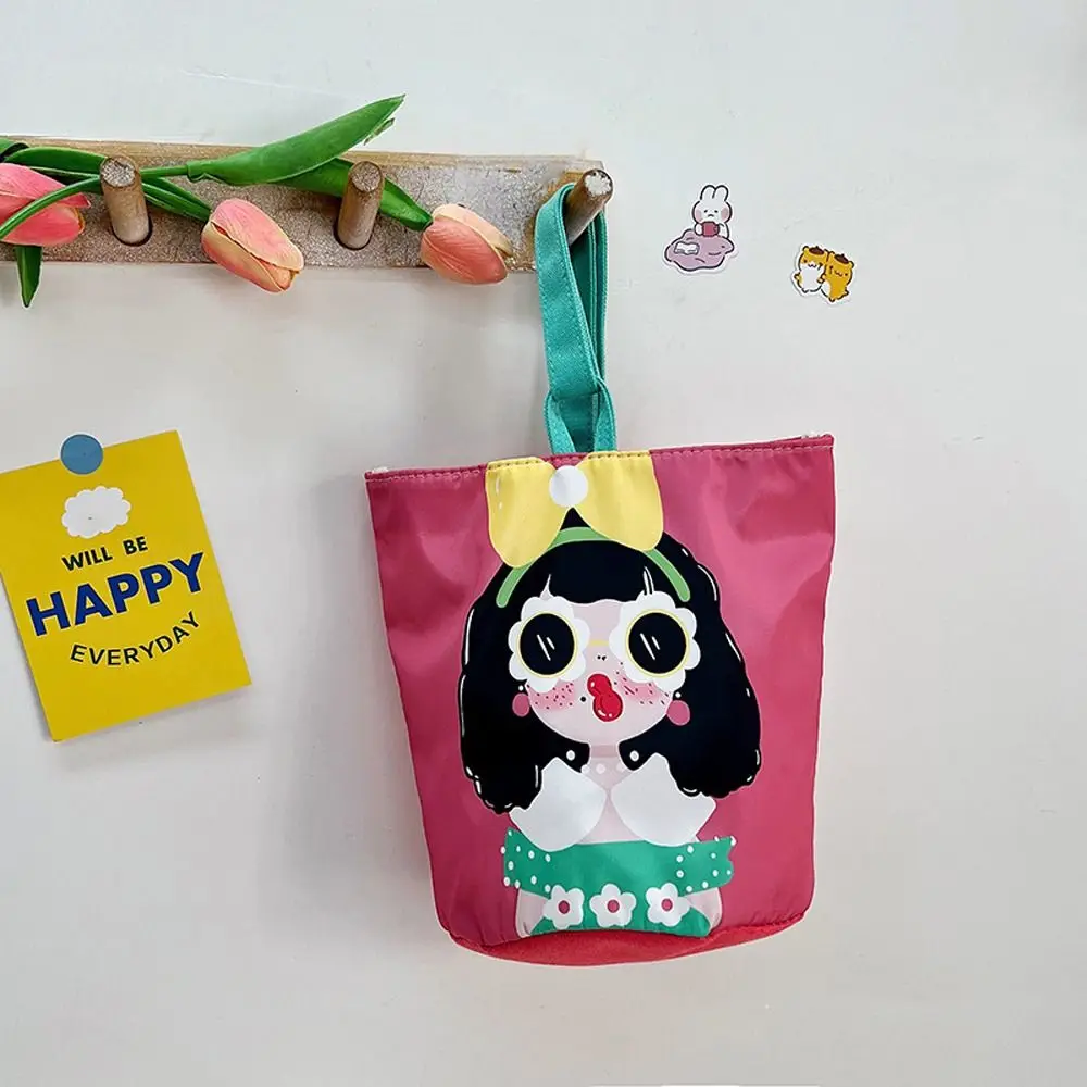 Panda Cartoon Canvas Bucket Bag Cat Strawberry Rabbit Print Handbag Korean Style Cartoon Girl Canvas Cat Shoulder Bag Streetwear