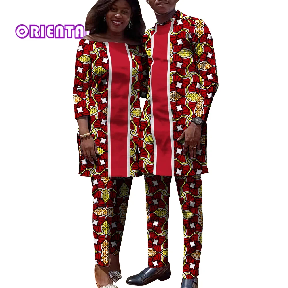 커플 2 Pcs 세트 Dashiki 남자 정장과 여자 바지 세트에 대 한 아프리카 옷 아프리카 왁 스 인쇄 저녁 파티 커플 옷 WYQ818