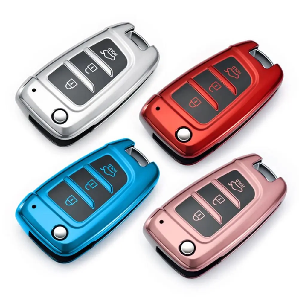 Soft TPU Car Folding Key Case Holder Skin Key Fob Cover for Hyundai/Tucson/Kona/Azera/Solaris 2/Elantra i30 i35 i40