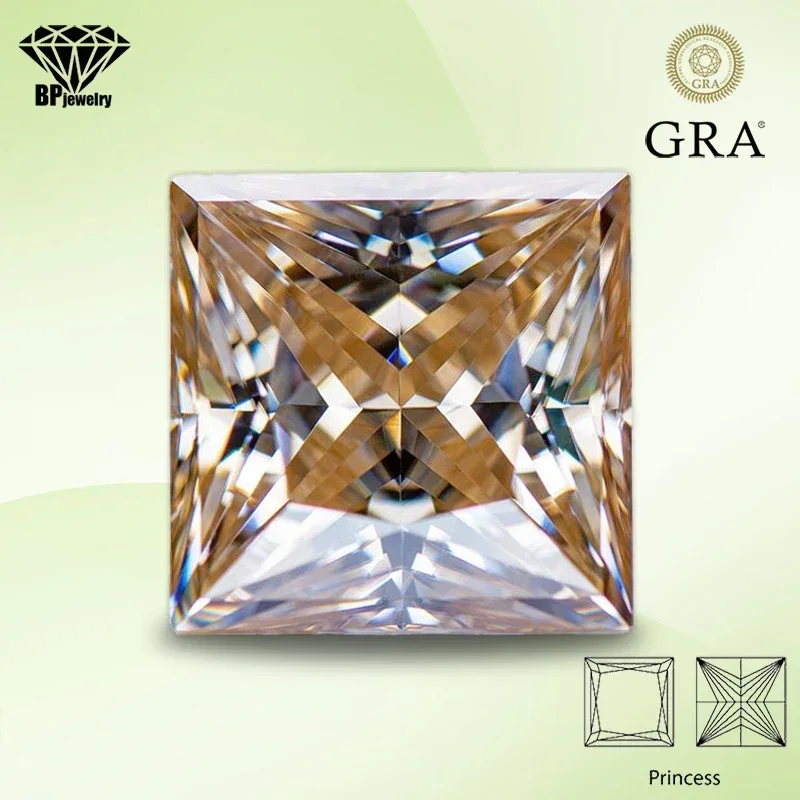 

Wholesale Moissanite Stone Princess Cut Primary Color Champagne Lab Grown Diamond for Advanced Jewelry Making Materials with