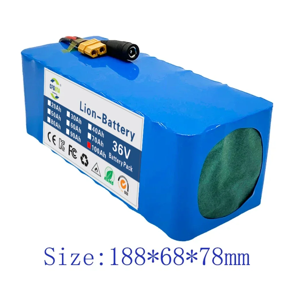 36V 10S4P 100Ah battery pack 500W high power battery 42V 100000mAh Ebike electric bicycle BMS 42v battery with xt60 plug