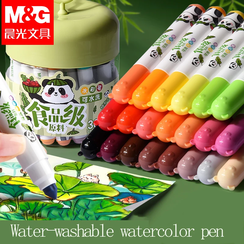 M&G 수채화 연필, 만화 테이퍼 팁 수채화 연필, 12/24/36 색상, pp 배럴, 휴대용, 세척 가능, 어린이에게 적합