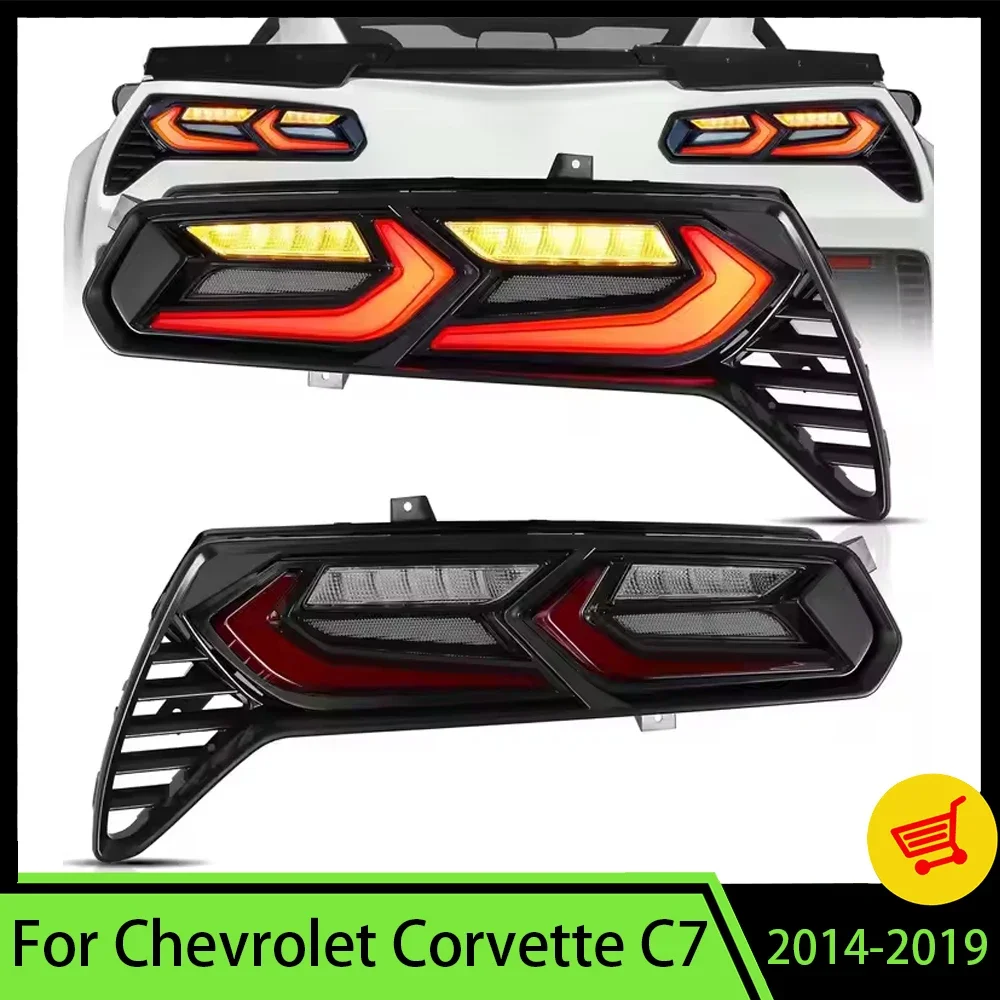 

Задние фонари для автомобильных фар Chevro/let Corvette C7 2014-2019 в сборе, модифицированные светодиодными ходовыми огнями и плавными указателями поворота