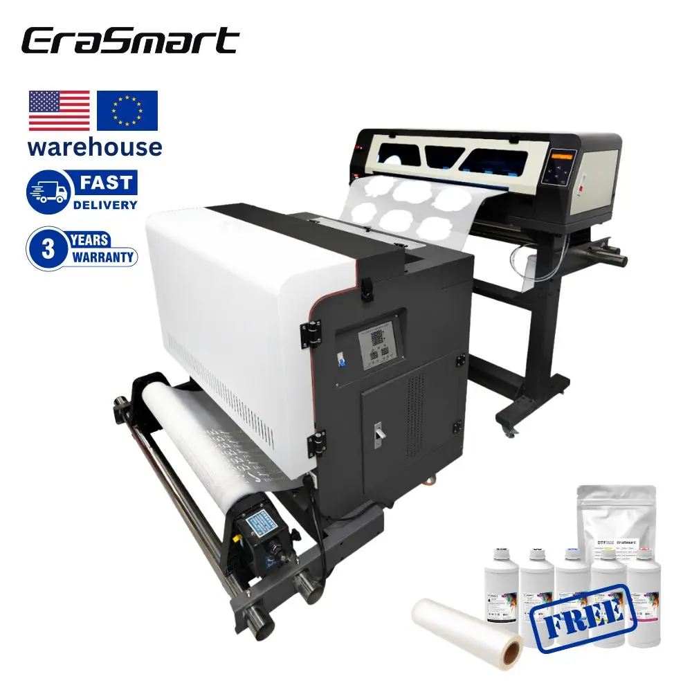 EraSmart 24 Inch A1 60cm Dual XP600 Printhead DTF Inkjet Printing Roll Film Transfer Printer Machine A3 DTF Printer For T-shirt