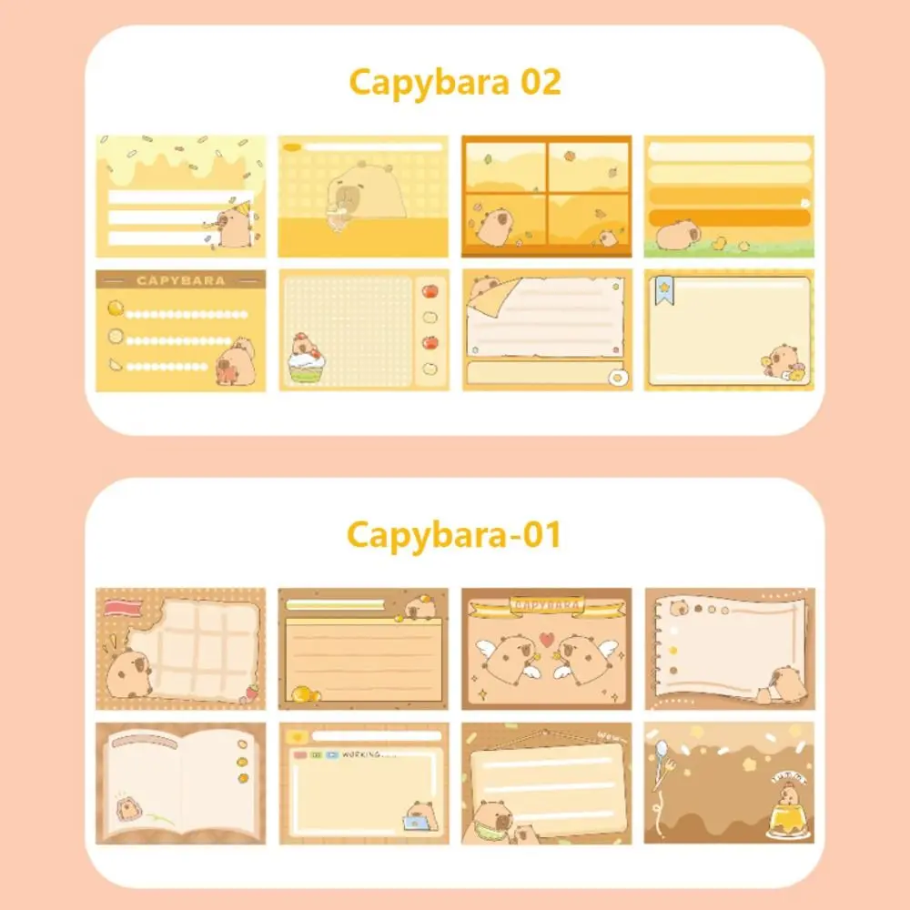 256 PCS/Set Pull-out Design Memo Pad Capybara DIY Sticky Note Multifunctional Full Adhesive Scrapbook Sticker