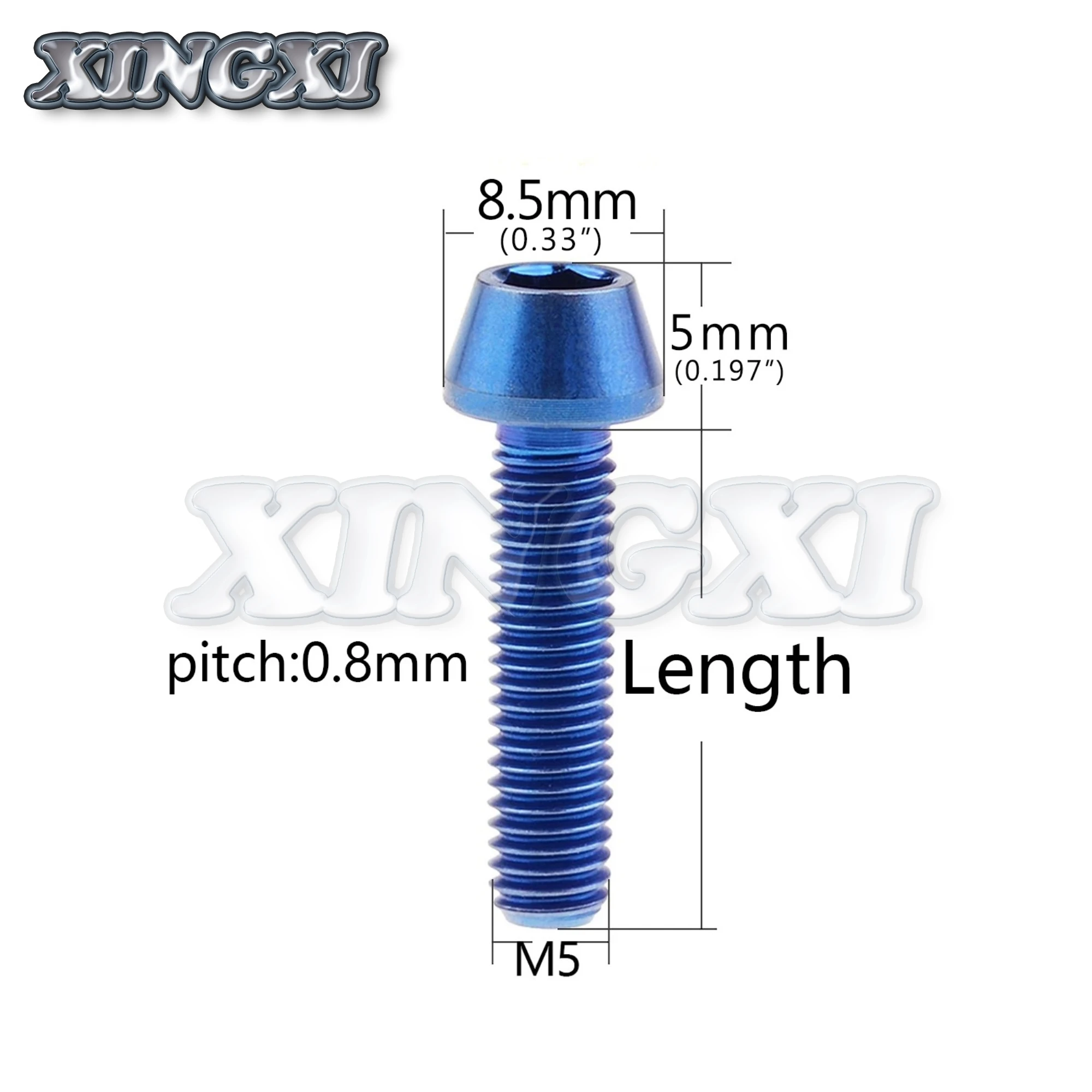 Xingxi Titanium Ti Bolt M5x9 16 18 20 25 30 35 40 45 50 55 60mm Taper Head Screw for Bicycle Stem Seatpost Bicycle Parts GR5