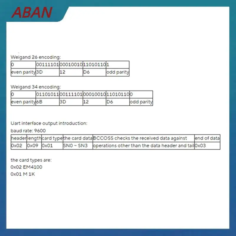 

Модуль считывания RFID-карт ABAN с двойной частотой 125 кГц 13,56 МГц Wiegand Uart TTL