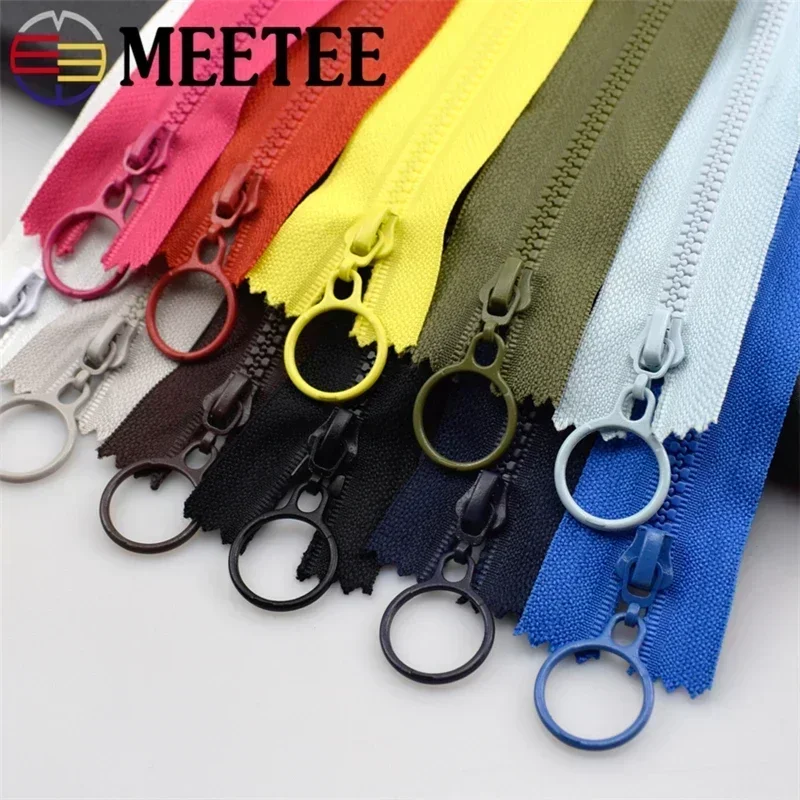 10pcs Meetee 3#  Resin Zippers Closed 25cm Open-end 60cm Ring Puller Zipper for Bags Wallet Purse Garment Sewing Accessories