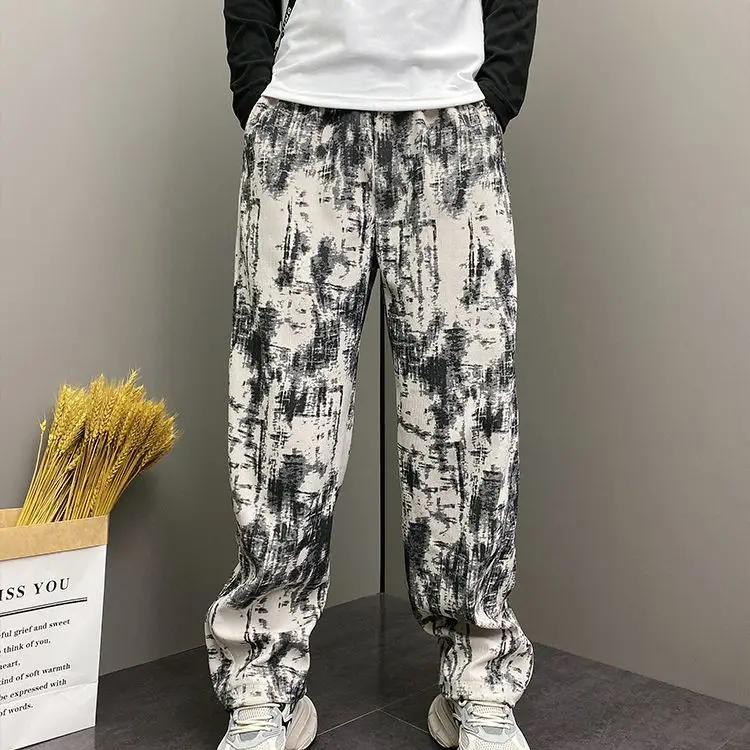

Tie-Dye Men Summer American Retro Loose Straight Casual Sleeper Fashion