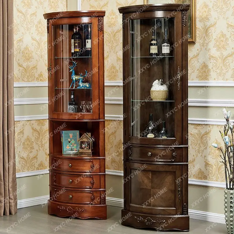 

HTriangular solid wood corner living room corner cabinet household carved bedroom curved locker