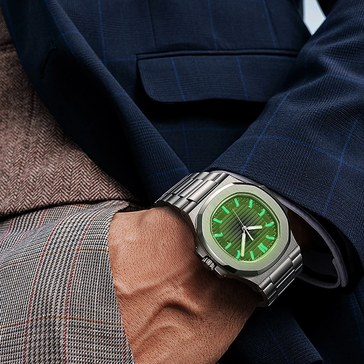 قرص NH35 قرص 30.5 ملم قرص شفاف مضيء باللون الأخضر يناسب ملحقات استبدال ساعة الحركة NH35 NH36