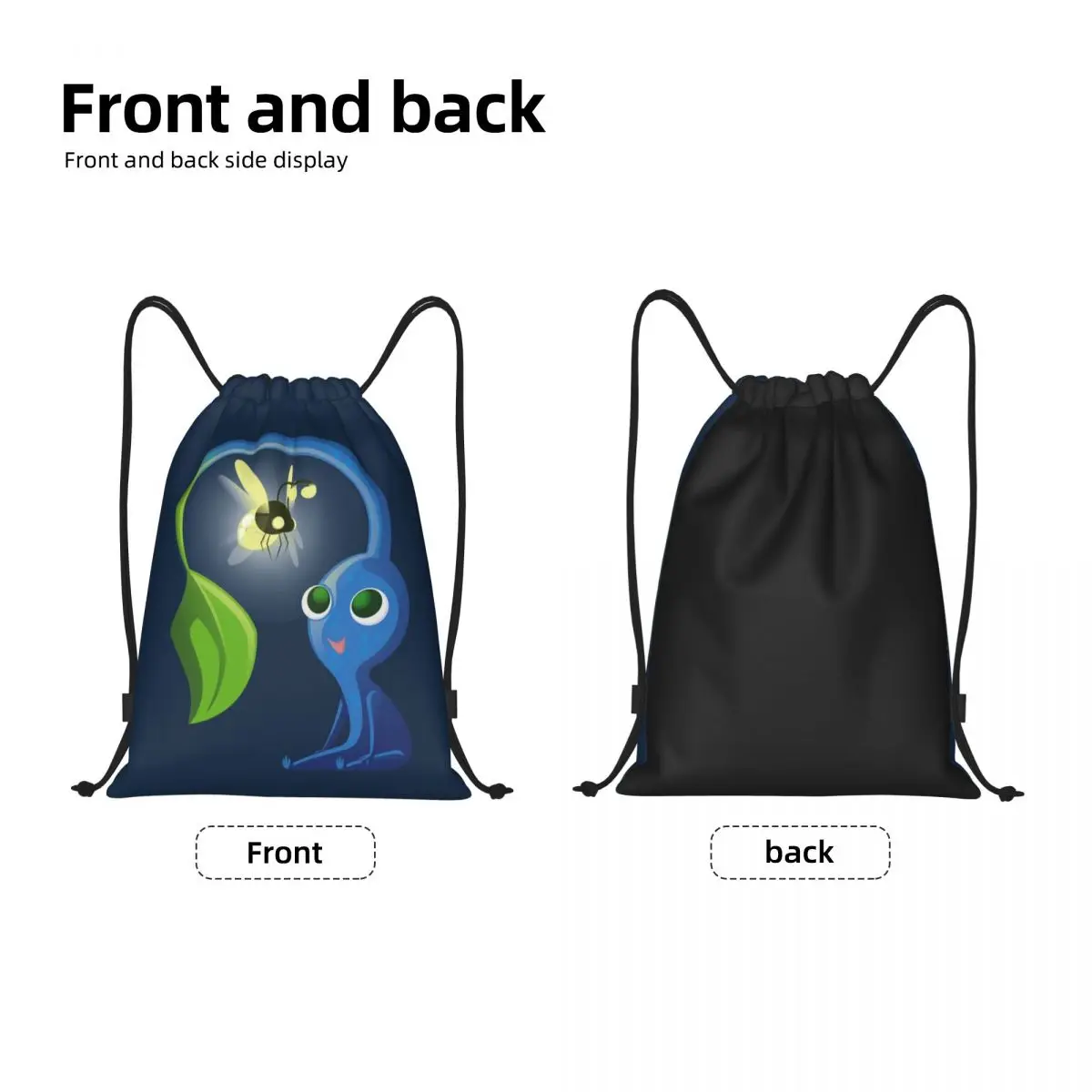 Custom Pikmins Video Gamer Drawstring Backpack Bags Men Women Lightweight A Little Light Gym Sports Sackpack Sacks for Training