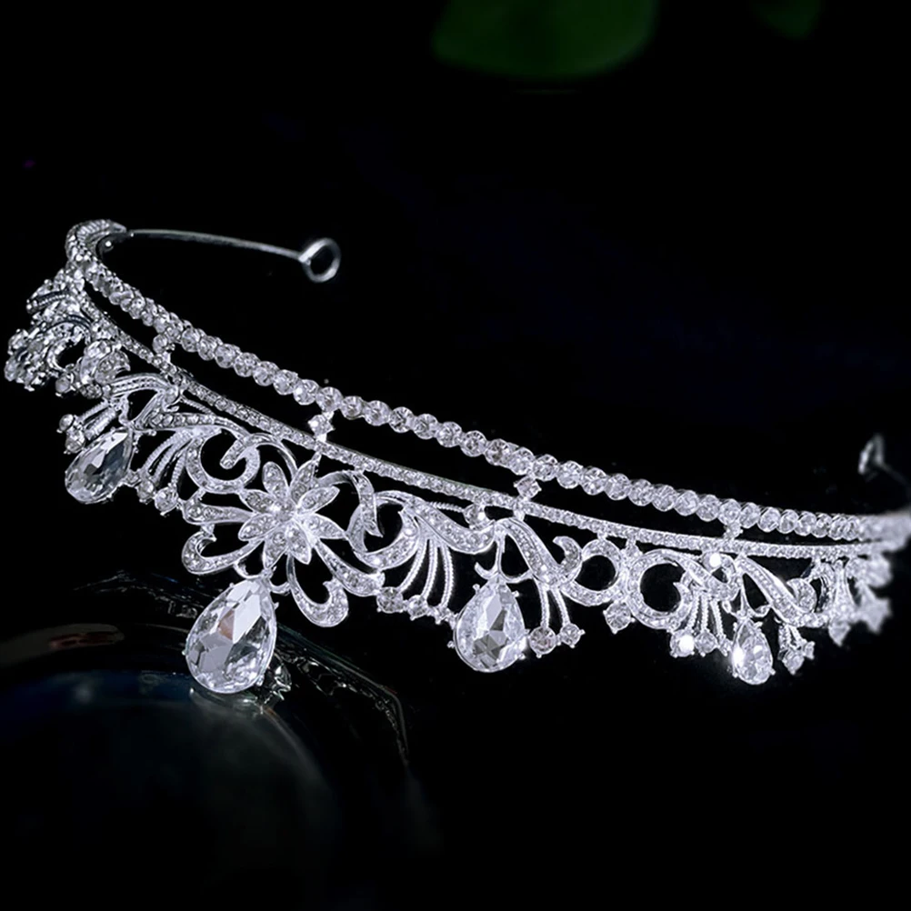 

Серебряная корона, тиара, свадебные аксессуары, головной убор со стразами, элегантная корона для невесты, выпускного вечера, банкета, дня рождения
