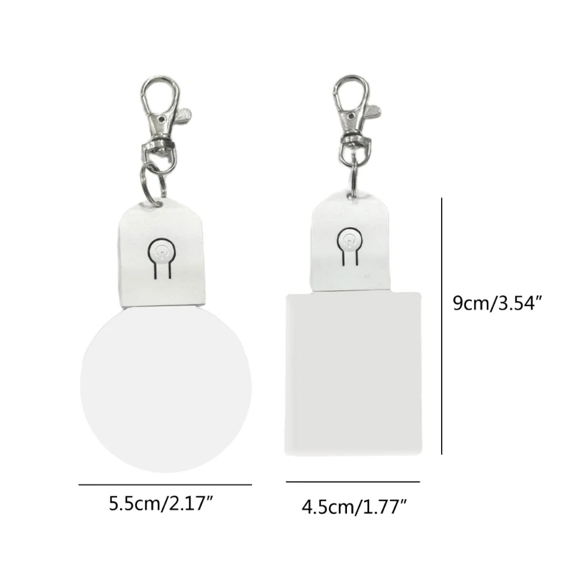 1pc Hot Transfer Printing Keychain Sublimation Blank LED Acrylic Keychains DIY Craft Pendant Supplies for Custom Printing