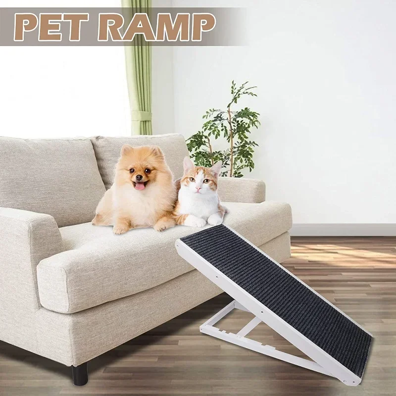 Folding Dog Ramp for Small/Medium/Large Dog and Cat Adjustable Pet Ramp with 4 Heights Portable Anti-Slip Ramp