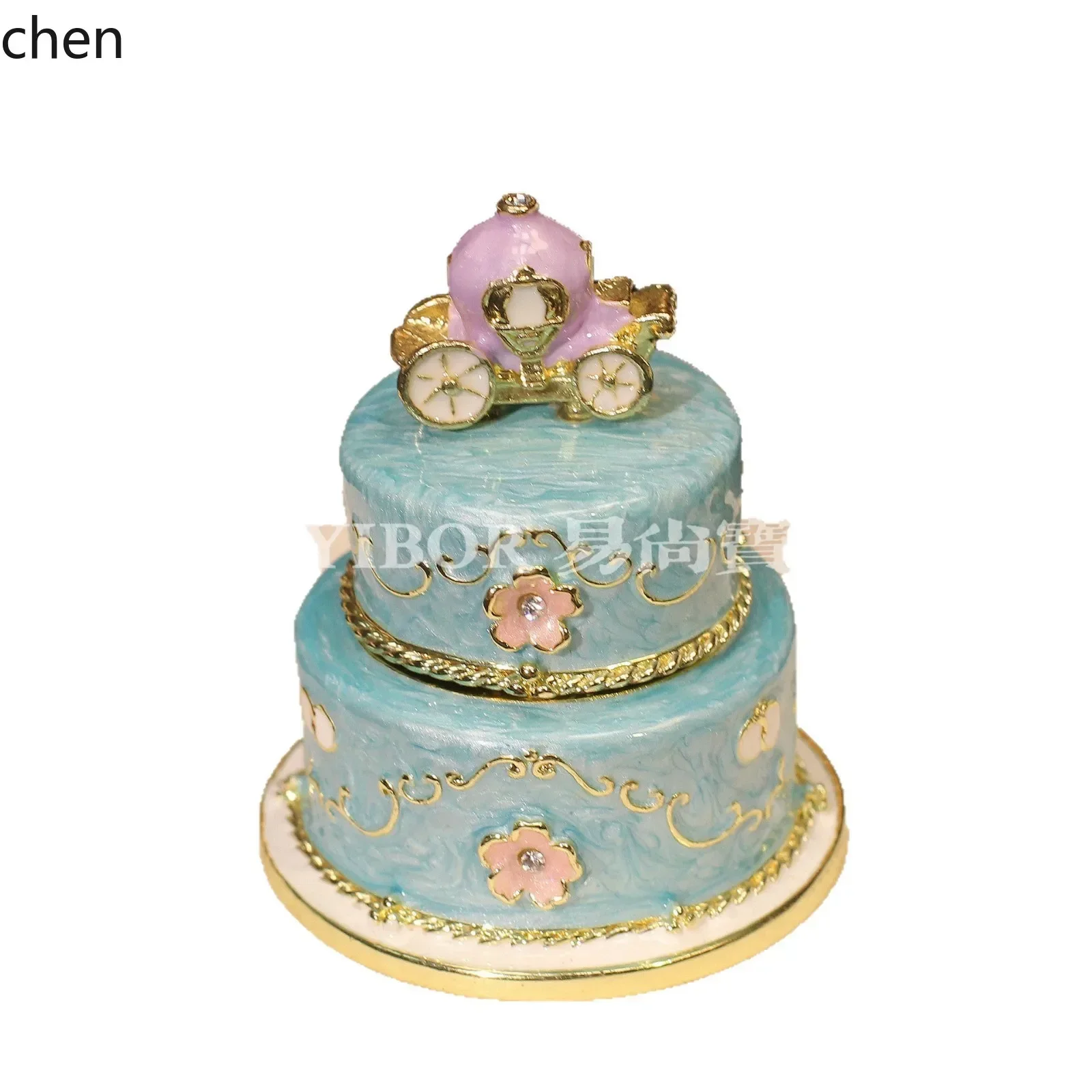 DSA  Metal Enamel Jewelry Box Double-Layer Cake Ornament Birthday Gift Wedding Present Niche Cultural and Creative Craft