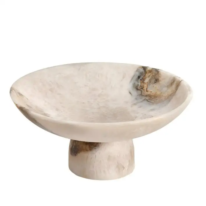 Wabi Sand Natural Stone Pattern High Foot Light Fruit Plate Villa Model Room Home Countertop Soft Decoration Ornament