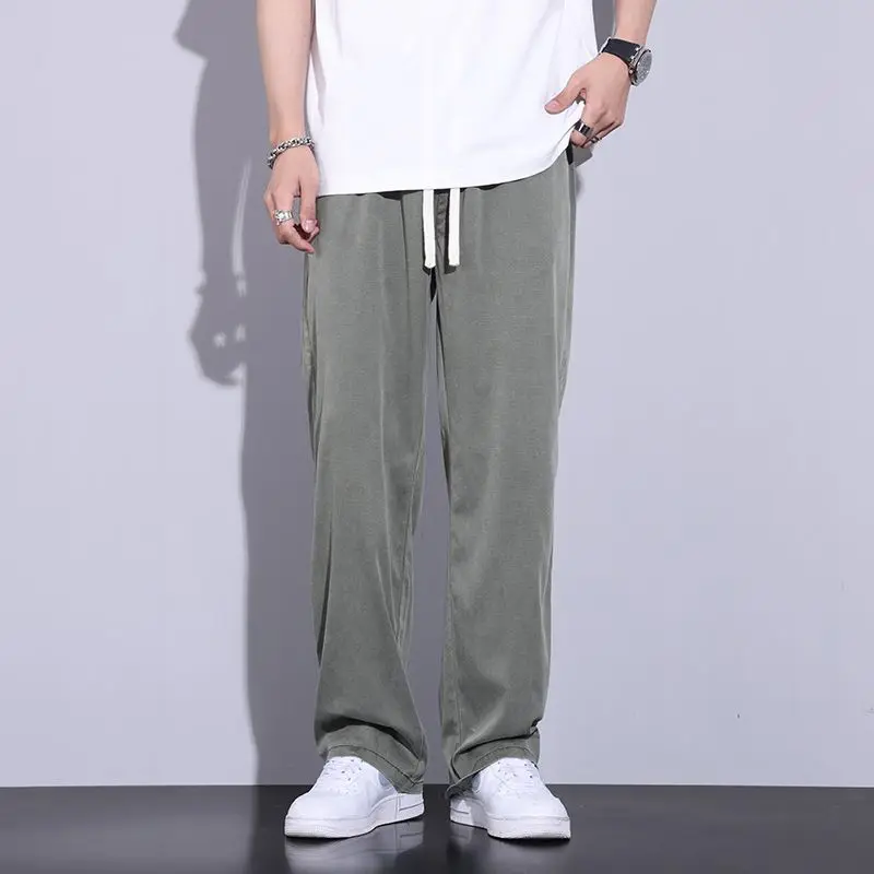 

Лето 2025 г., мужские свободные прямые брюки из лиоцелла, повседневные модные брюки из тенселя