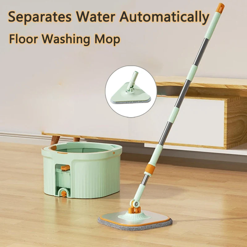 

Clean Dirty Separation Flat Mop Easy Squeeze Household Hygienic Floor Cleaning Tool 360 Spin Mop with Replaceable Microfiber Pad
