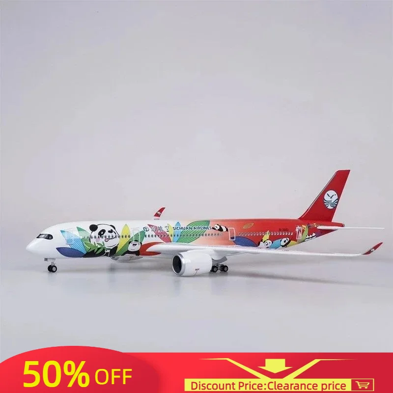 

47CM 1/142 Scale Airline Airbus A350 Sichuan Panda Airplane Model W Light and Wheel Diecast Plastic Resin Plane For Collection