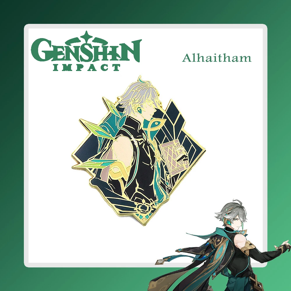 Game Genshin Impact Pins Alhaitham Cosplay Metal Enamel Badge Button Brooch Pins Collection Clothing Decor Souvenir Jewelry