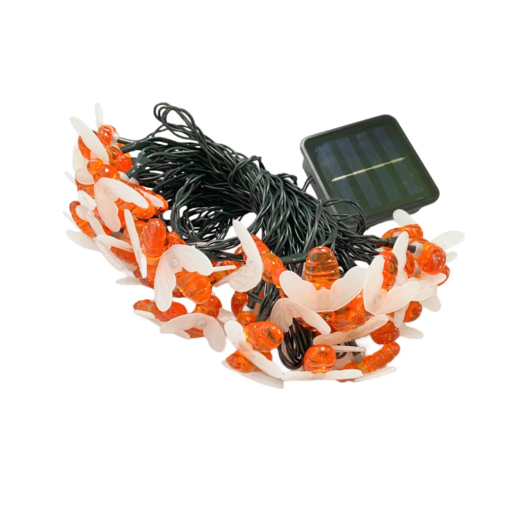 Solar String Lights Outdoor Waterproof 20/50LED Bee String Light for Garden Christmas Home Festival Decorative Xmas Lighting