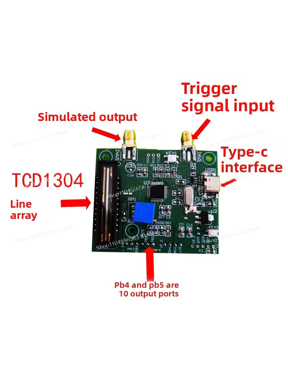 

Новый модуль CCD линейной матрицы TCD1304 с высоким разрешением, 16-битное преобразование AD, оптический общий инструмент, аксессуары для волнометра Re