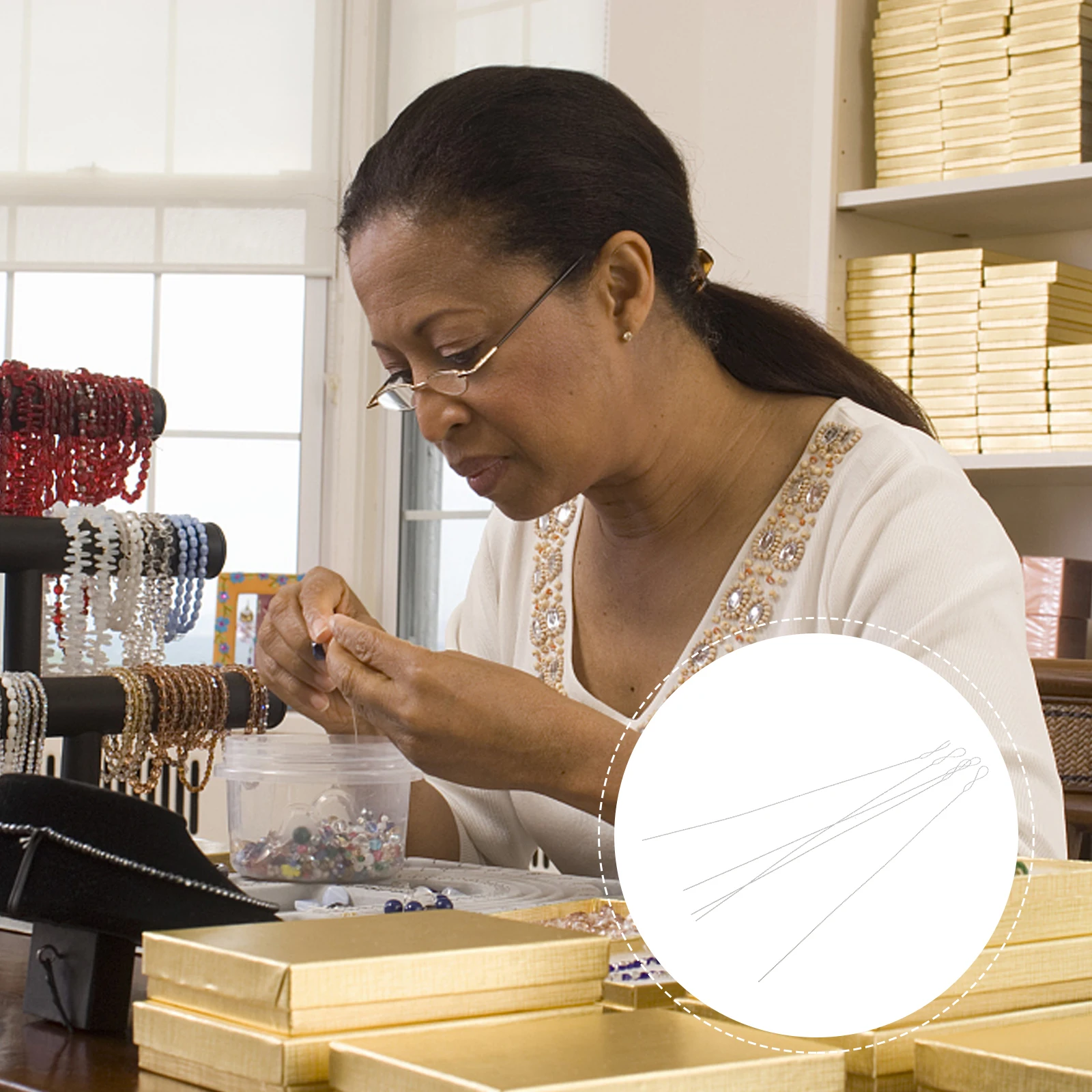 

5pcs Beading Needles Metal DIY Stitching Tool for Jewelry Making Necklace Bracelet Portable Embroidery Yarn Threading Darning