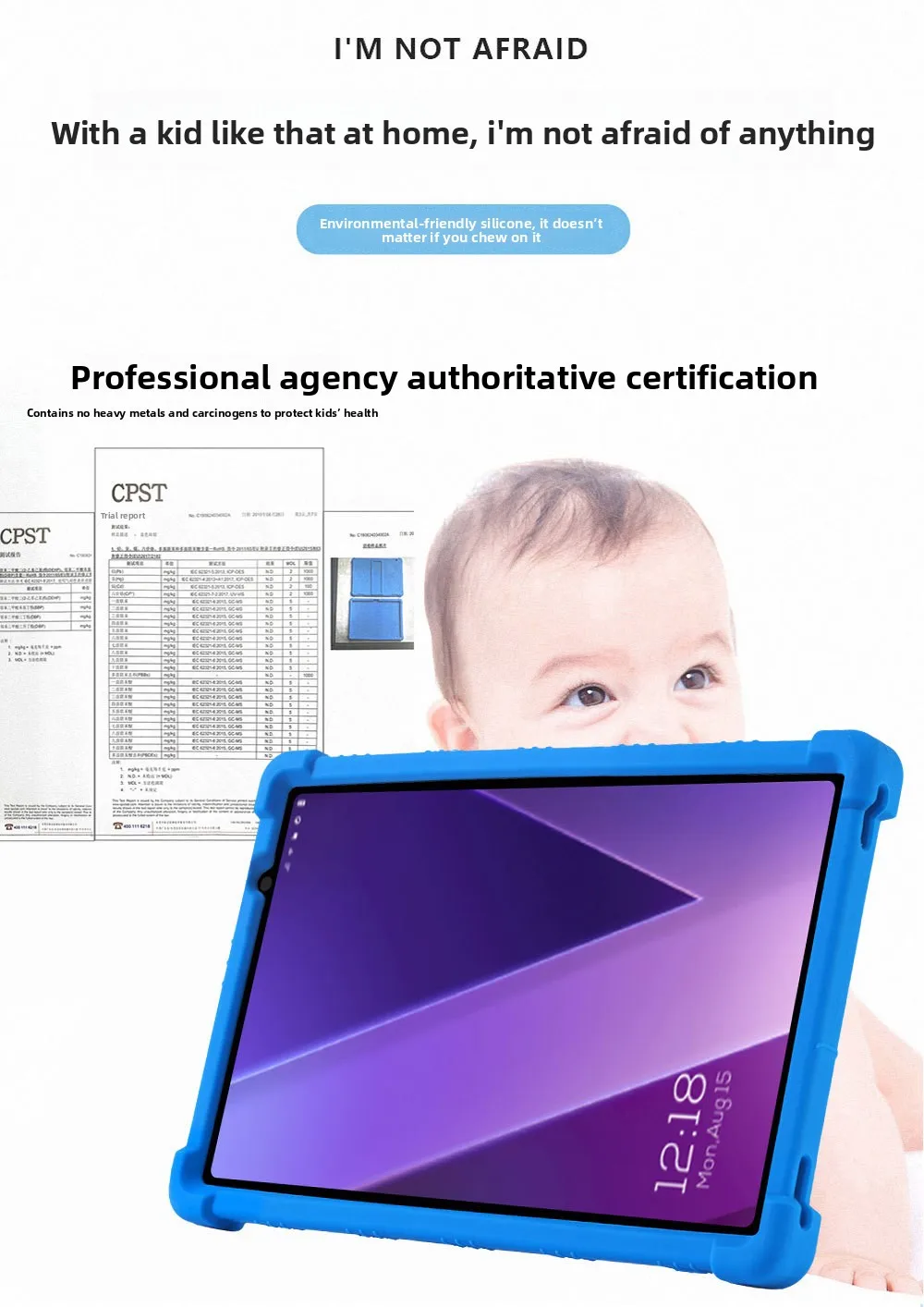Für Maxsignage EP103A 10,1 Zoll Tablet-Hülle, Silikon-Schutzhülle, stoßfest, stoßfest, Ganzkörper-Stoßfänger mit erhöhten Kanten – Detail 4