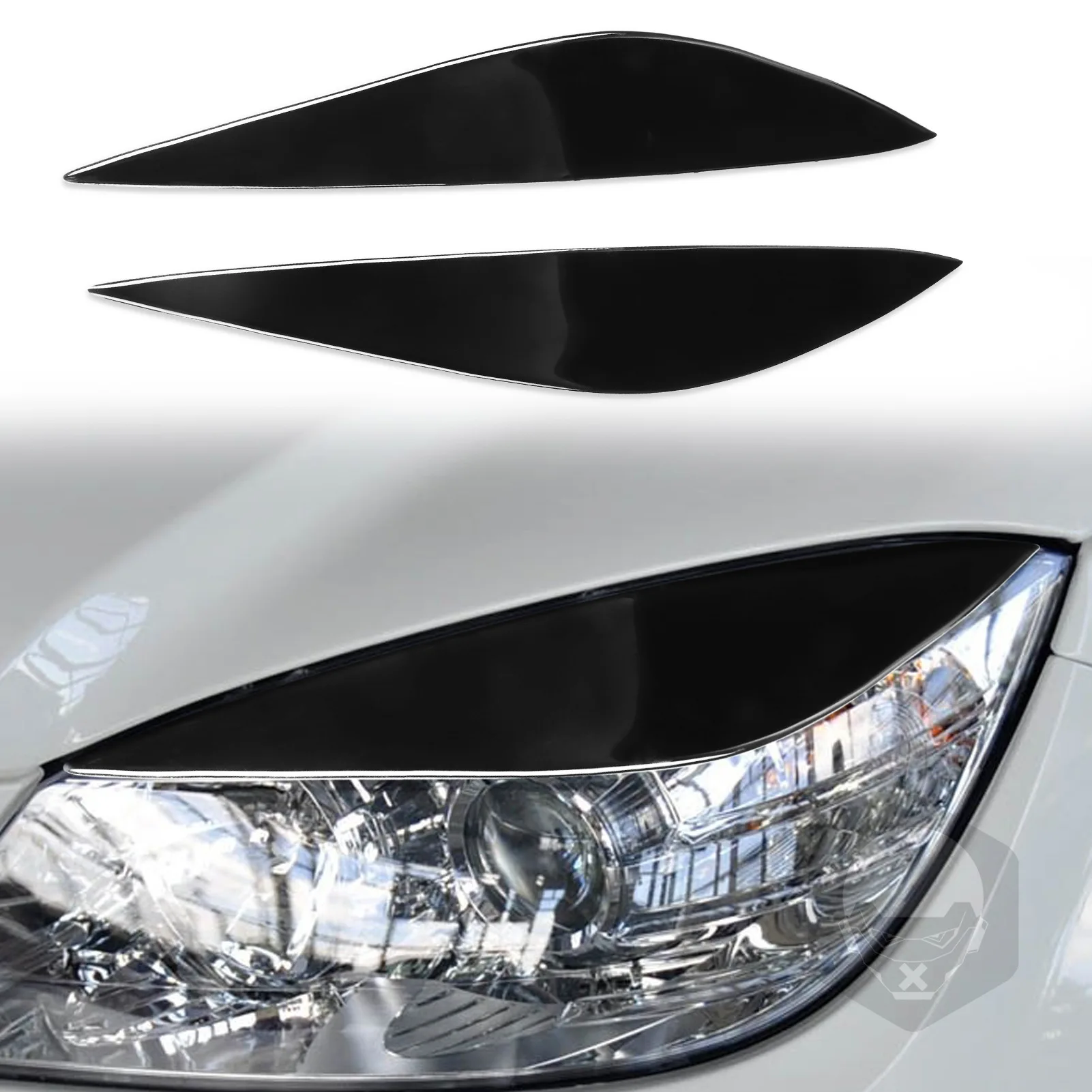 Suitable for Mercedes-Benz C-Class W204 headlights, eyebrows, front face decoration stickers, piano black car exterior