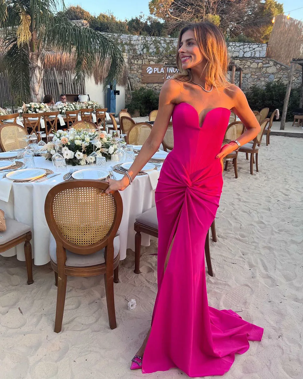 Msikoods Mermaid Prom Dress Customized Slit Birthday Dress Female Elegant Party Dress Sexy Flattering Dinner Banquet Guest Dress