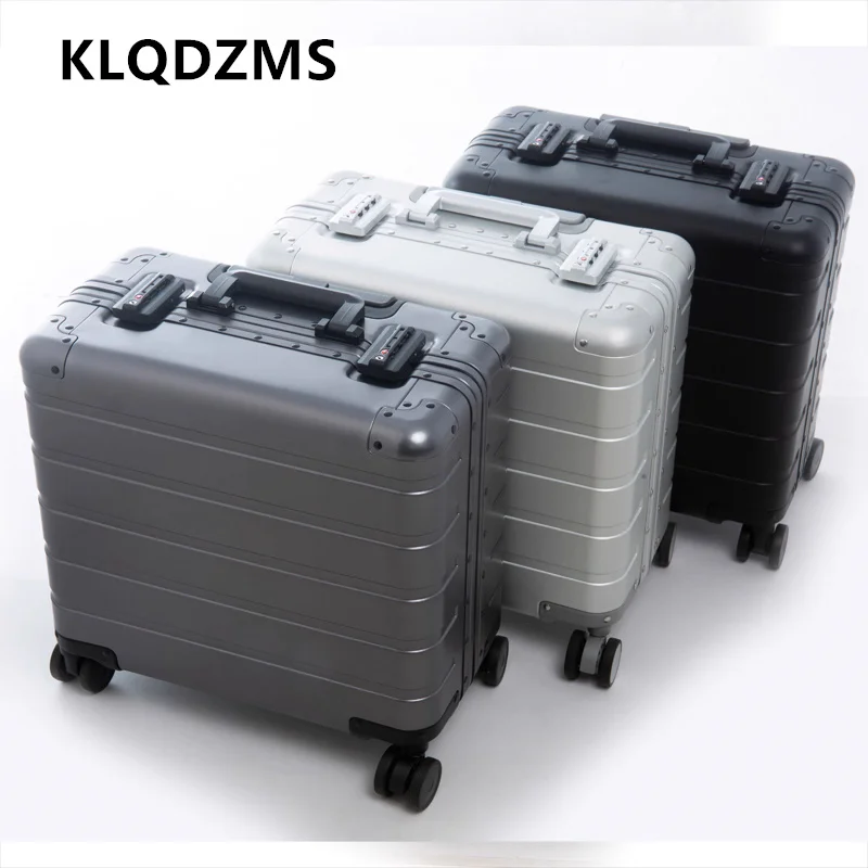 

KLQDZMS 18 Inches Handheld Travel Suitcase All Aluminum Magnesium Alloy Boarding Box Men's Small Trolley Case Business Luggage