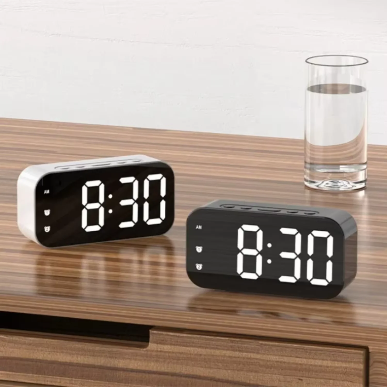 Alarm Clock Plug In Electronic Digital Clock Dual Alarms Temperature Table Clock 12/24H Brightness Adjustment